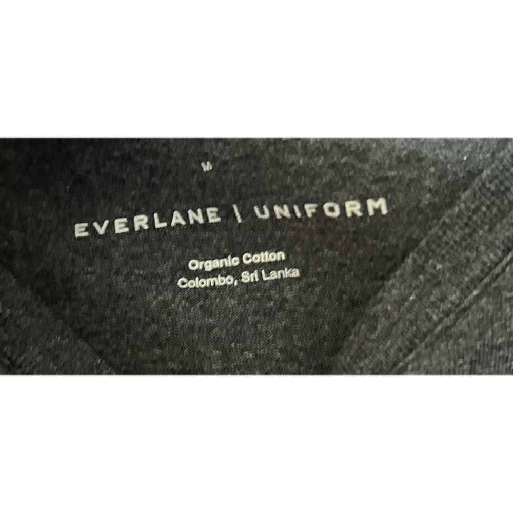 EVERLANE UNIFORM Crewneck Tee Cotton T-Shirt Charcoal Gray Black Size Med - Picture 3 of 5